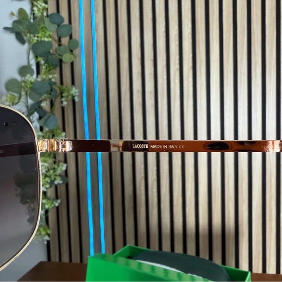 WOW🔥 LACOSTE🐊 17377 Light Brown Pilot Aviator Gold Brand Club Unisex Sunglasses. - Picture 8 of 16